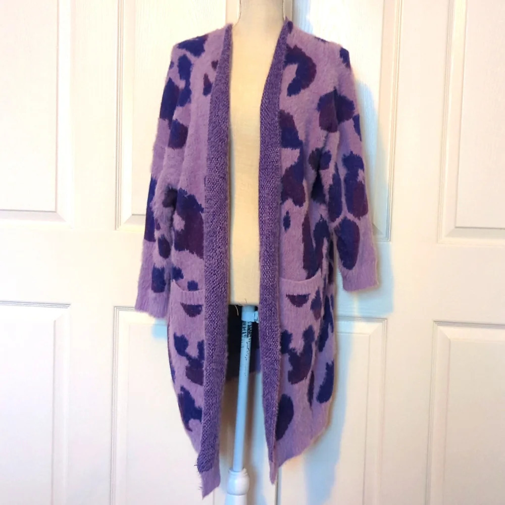 Privy leopard Angora Sweater Oversized Cardigan - Picture 6 of 10